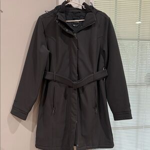 The North Face dark gray Hooded Belted quilted  Coat